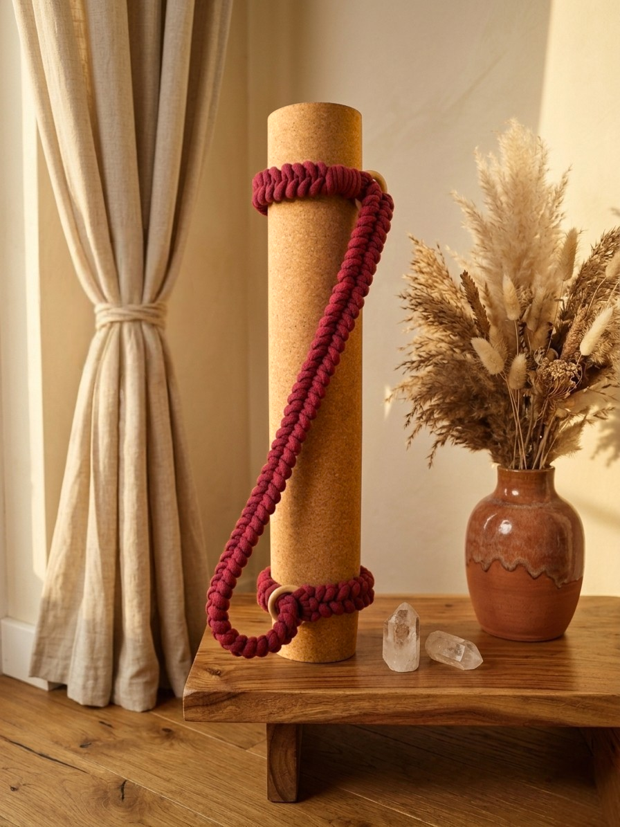 vira. yoga mat carrier with wooden rings – minimal single-shoulder sling | kalarthe.