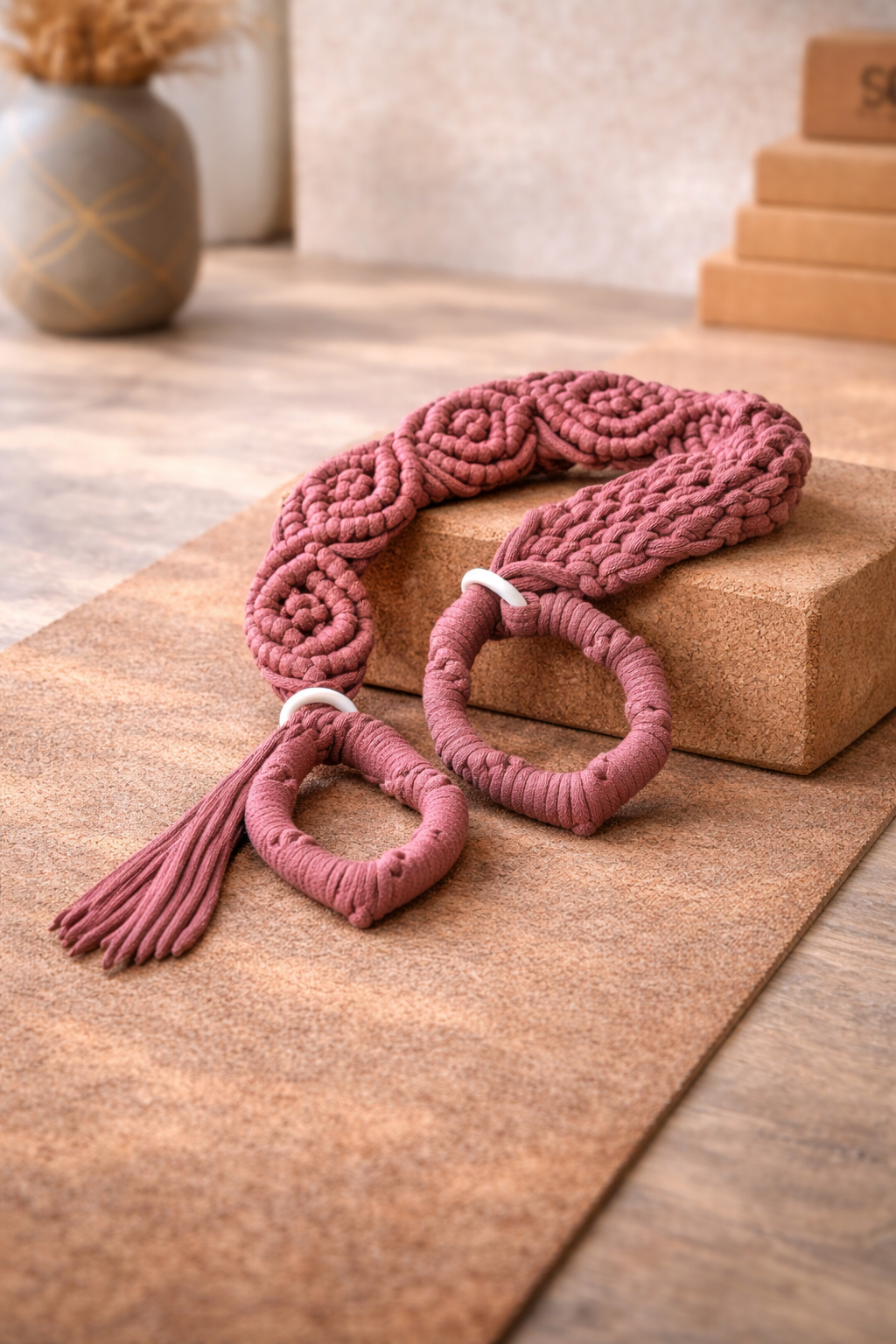 andha. wide yoga mat strap — product detail — organic cotton — kalarthe.