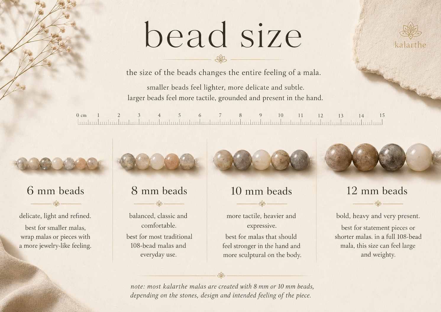 kalarthe bead sizes for natural gemstones