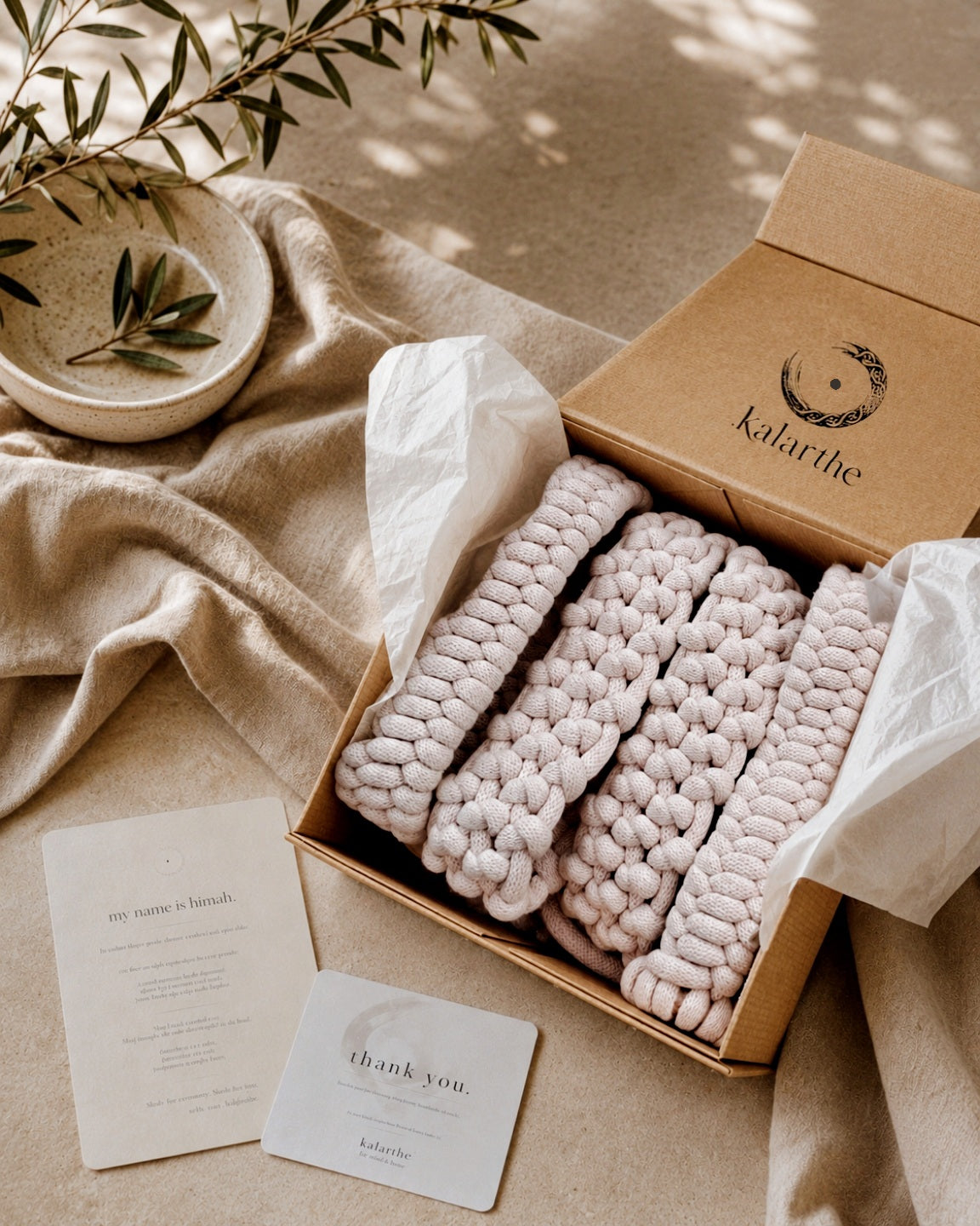 kalarthe gift box opened with himah yoga mat strap inside