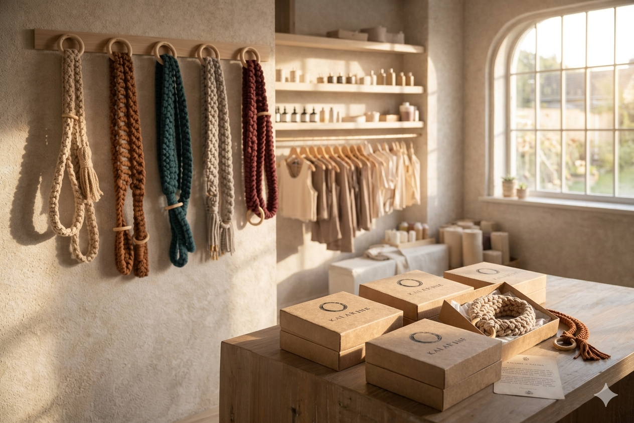 a shop with handmade mat carriers
