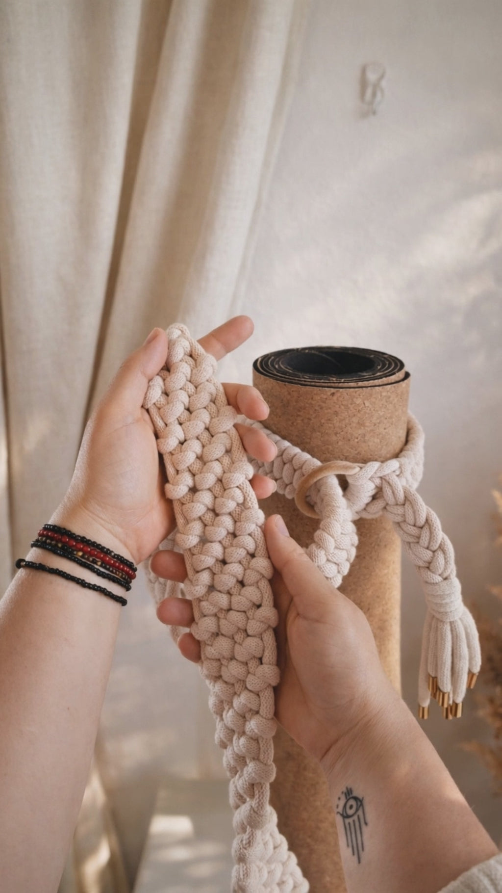 himah. organic cotton yoga mat carrier — worn crossbody — kalarthe.