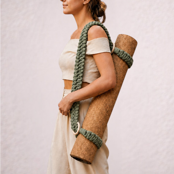 setu. hand-braided organic cotton carrier strap by kalarthe.  front view on white background