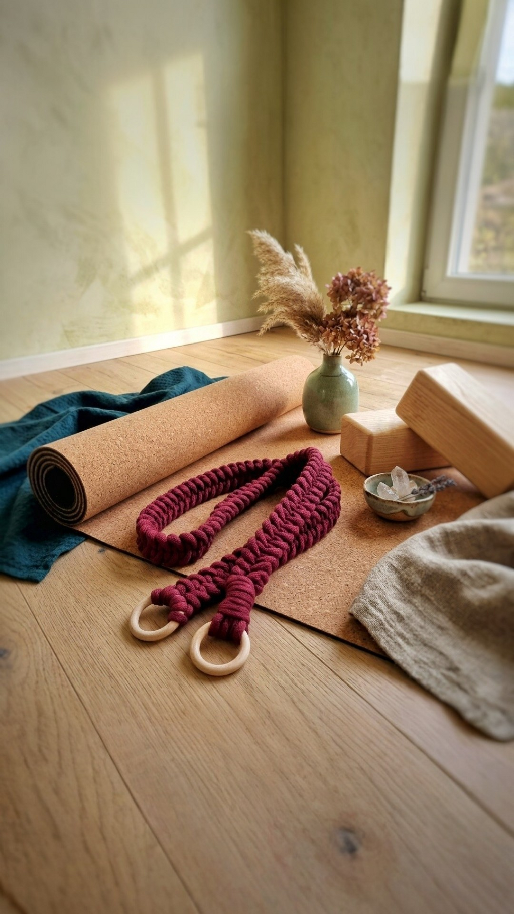 vira. natural cotton yoga mat sling – 165cm length, adjustable loops | kalarthe.