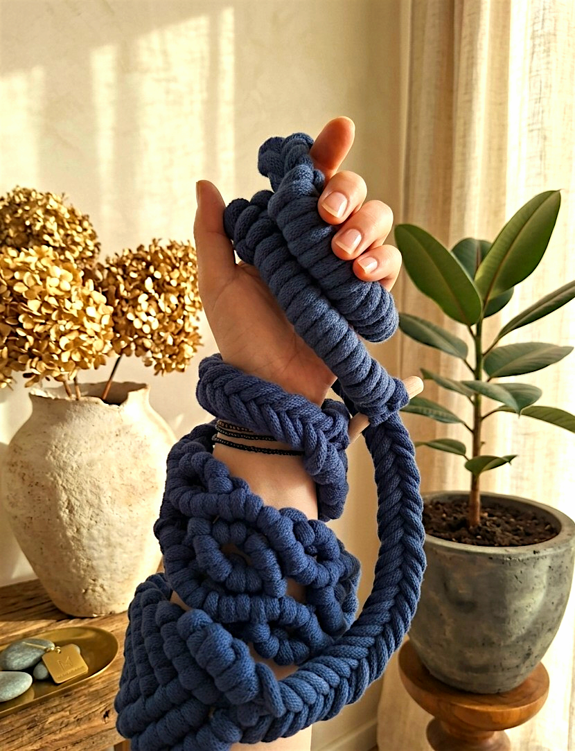 dhara. yoga mat strap detail — handbraided cotton cord